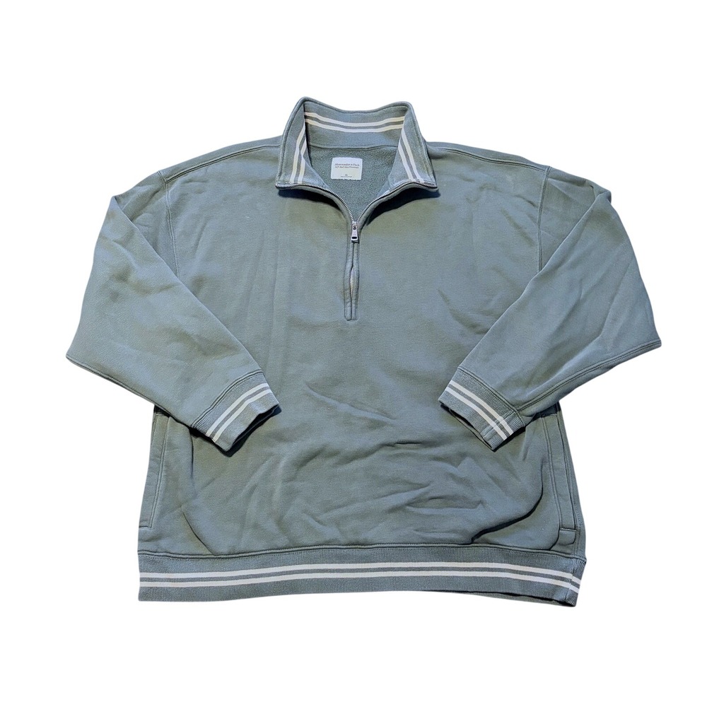 Abercrombie & Fitch Soft AF Max Essentials Quarter Zip Sweatshirt Green XL